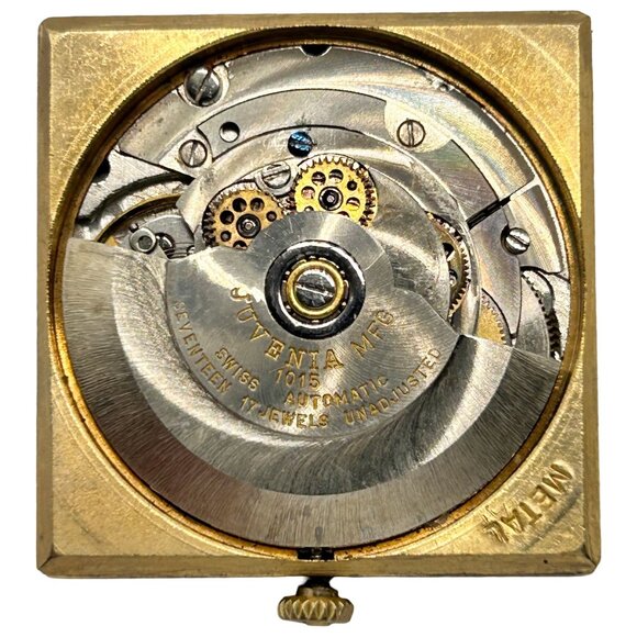 Working Juvenia Caliber 1015 17-Jewel Automatic Wristwatch Movement + Crystal - Picture 7 of 8